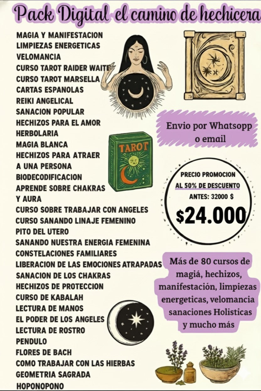 Pack Digital el camino de la Hechicera + EL SUPER PACK libros prohibidos ocultismo espiritualidad, magia y conocimientos secretos