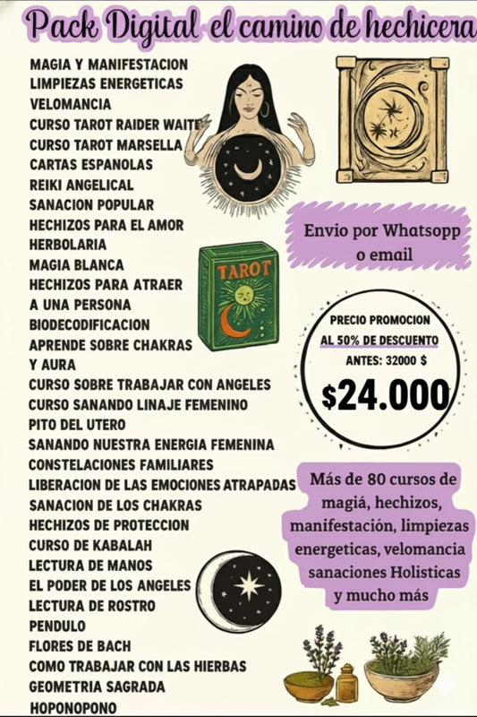 Pack Digital el camino de la Hechicera + EL SUPER PACK libros prohibidos ocultismo espiritualidad, magia y conocimientos secretos