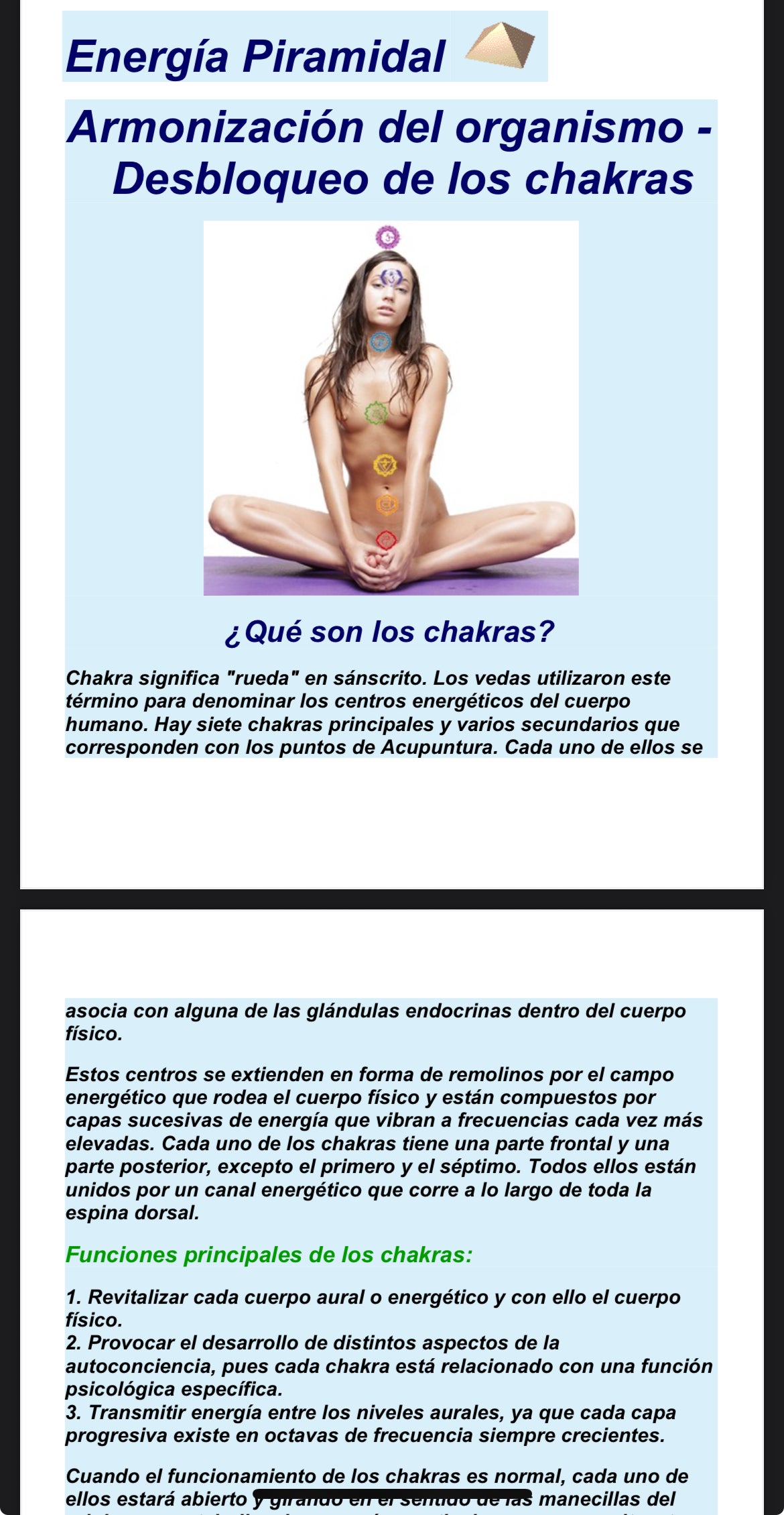 Desbloqueo de chakras