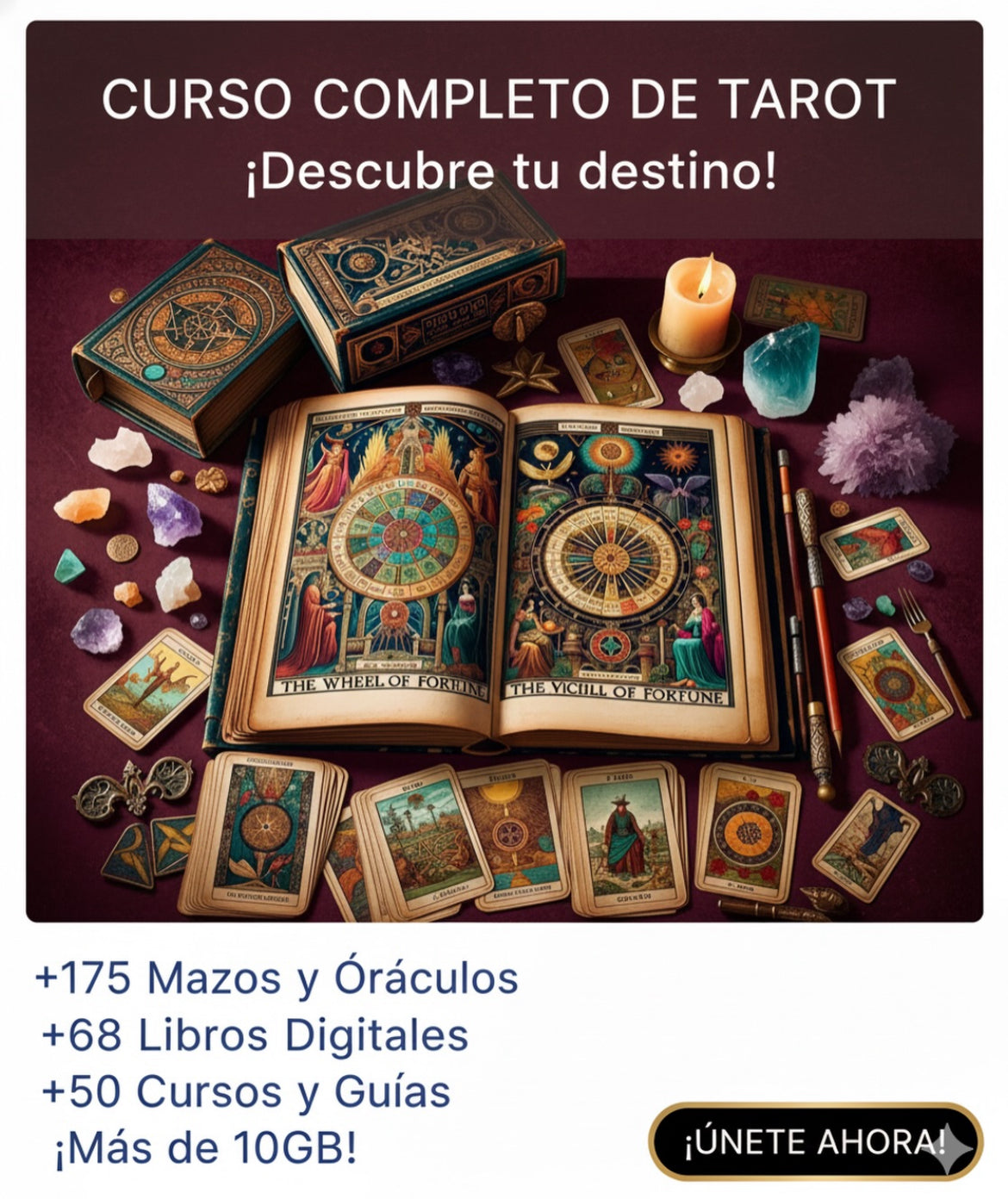 CURSO COMPLETO DE TAROT (Incluye 175 Mazos y Oráculos + 68 Libros de Tarot + 50 Cursos y Guías) mas de 10 gigas de informacion