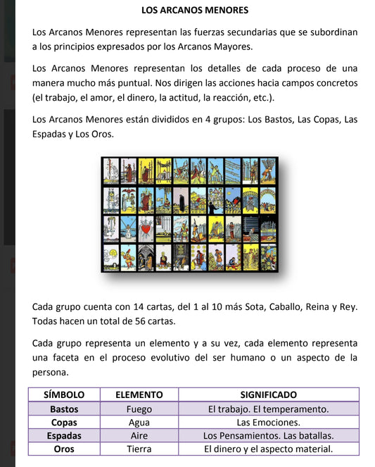 Arcanos menores tarot