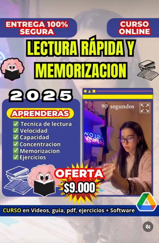 Curso Lectura rapida y Memorizacion en VIDEOS